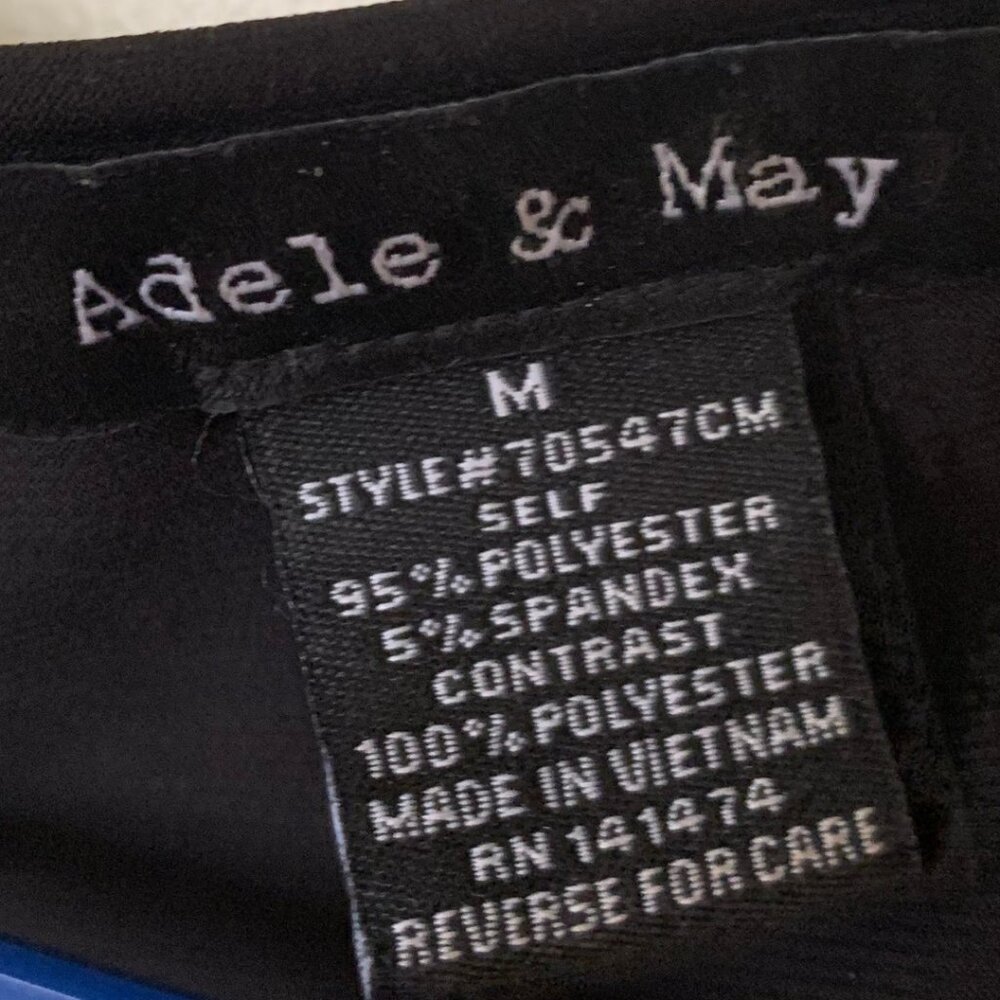 Adele & May Black Blouse Women Top Short Sheer Sleeves Size M - Picture 4 of 4